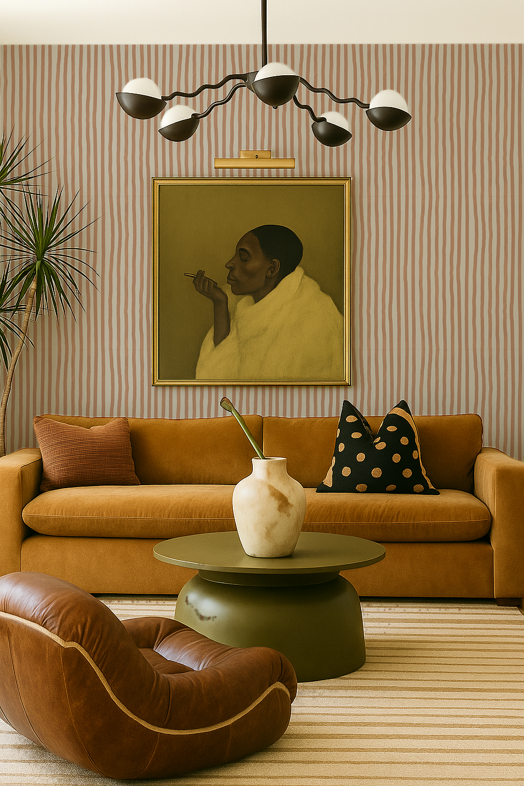 Dolce Stripe Wallpaper, off-white and peach