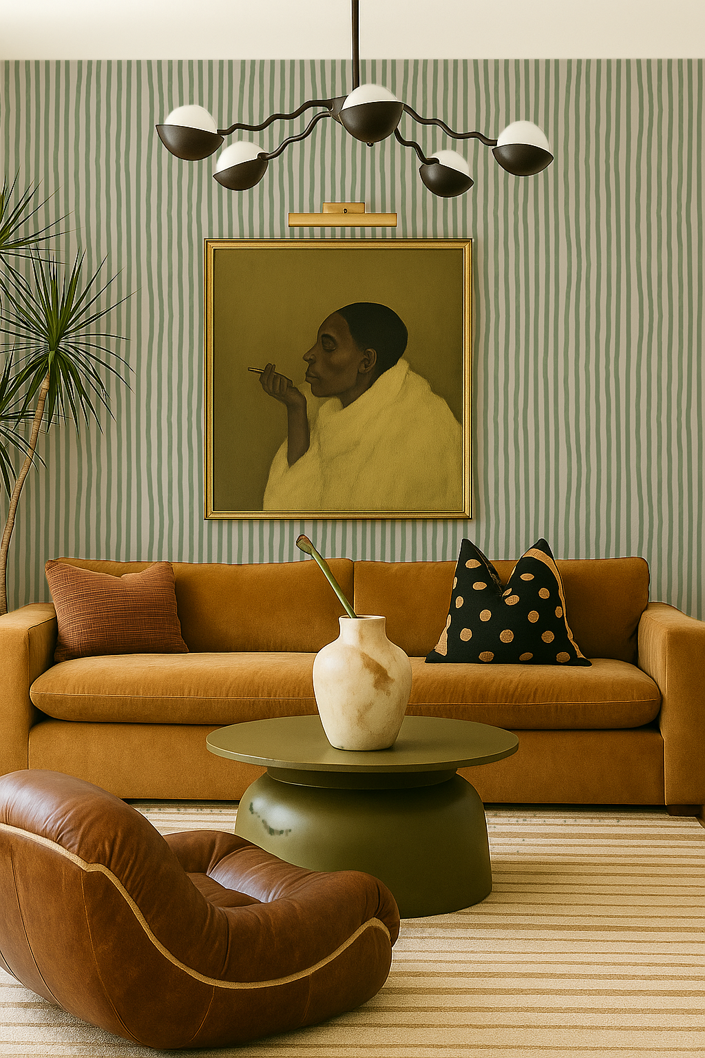 Dolce Stripe Wallpaper, off-white and sage