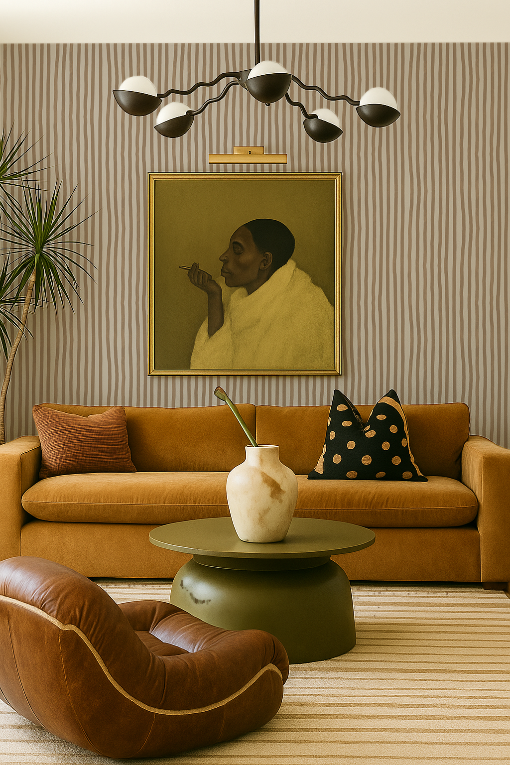 Dolce Stripe Wallpaper, off-white and tan