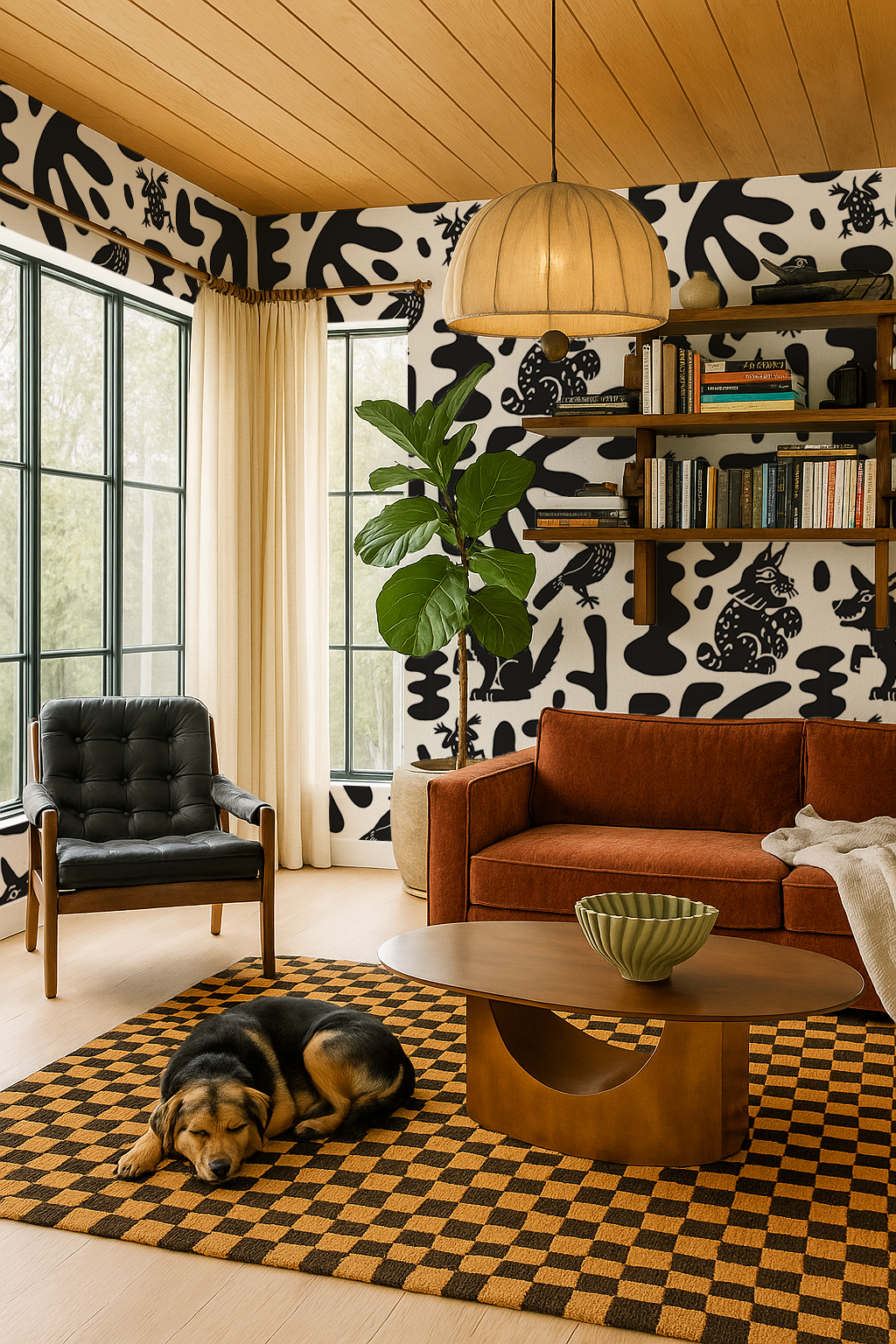 Abstract Animales Wallpaper, white & black