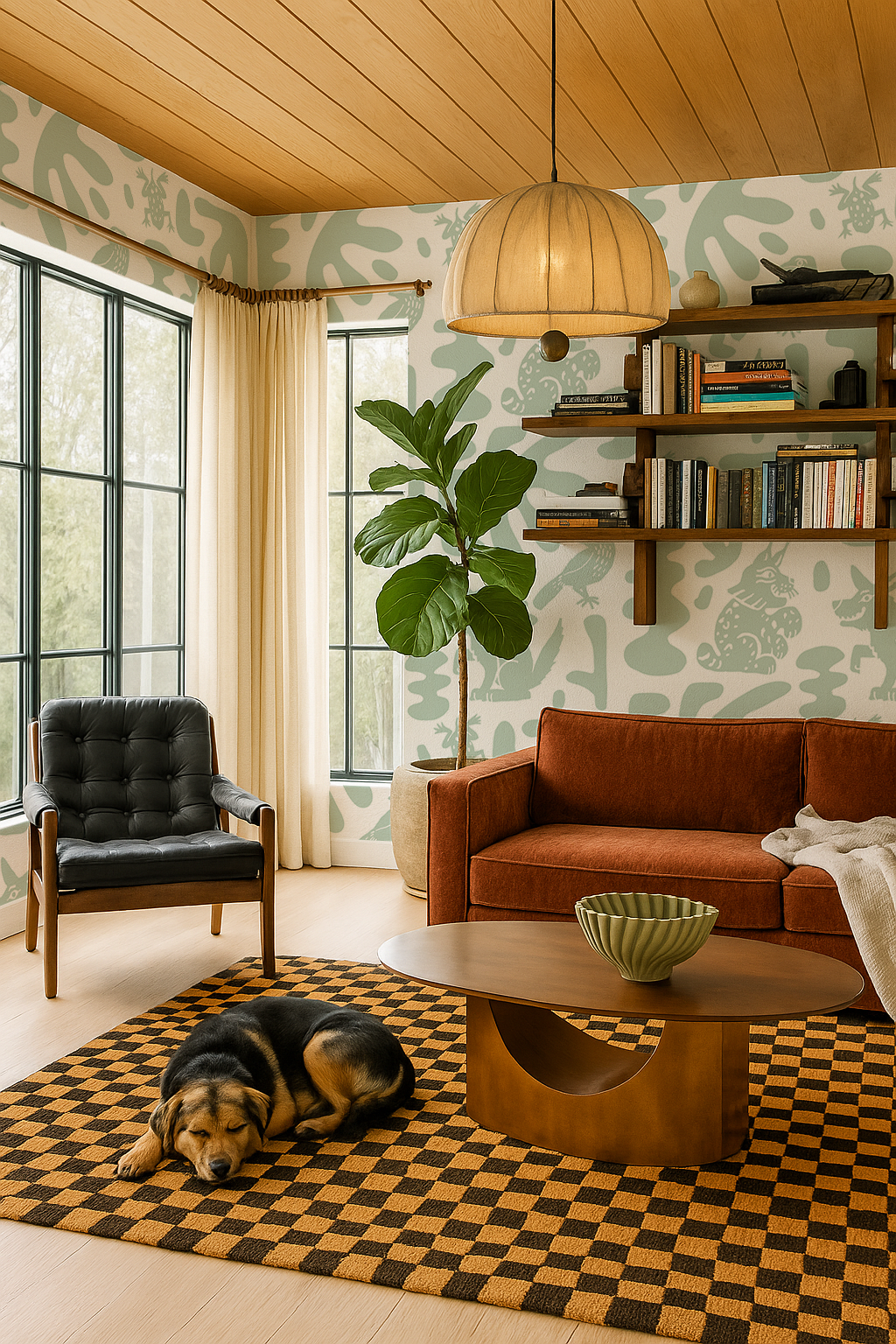 Abstract Animales Wallpaper, mint