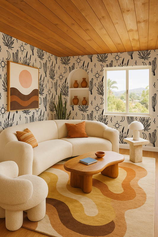 Desert Sky Wallpaper, large pattern, sand and black