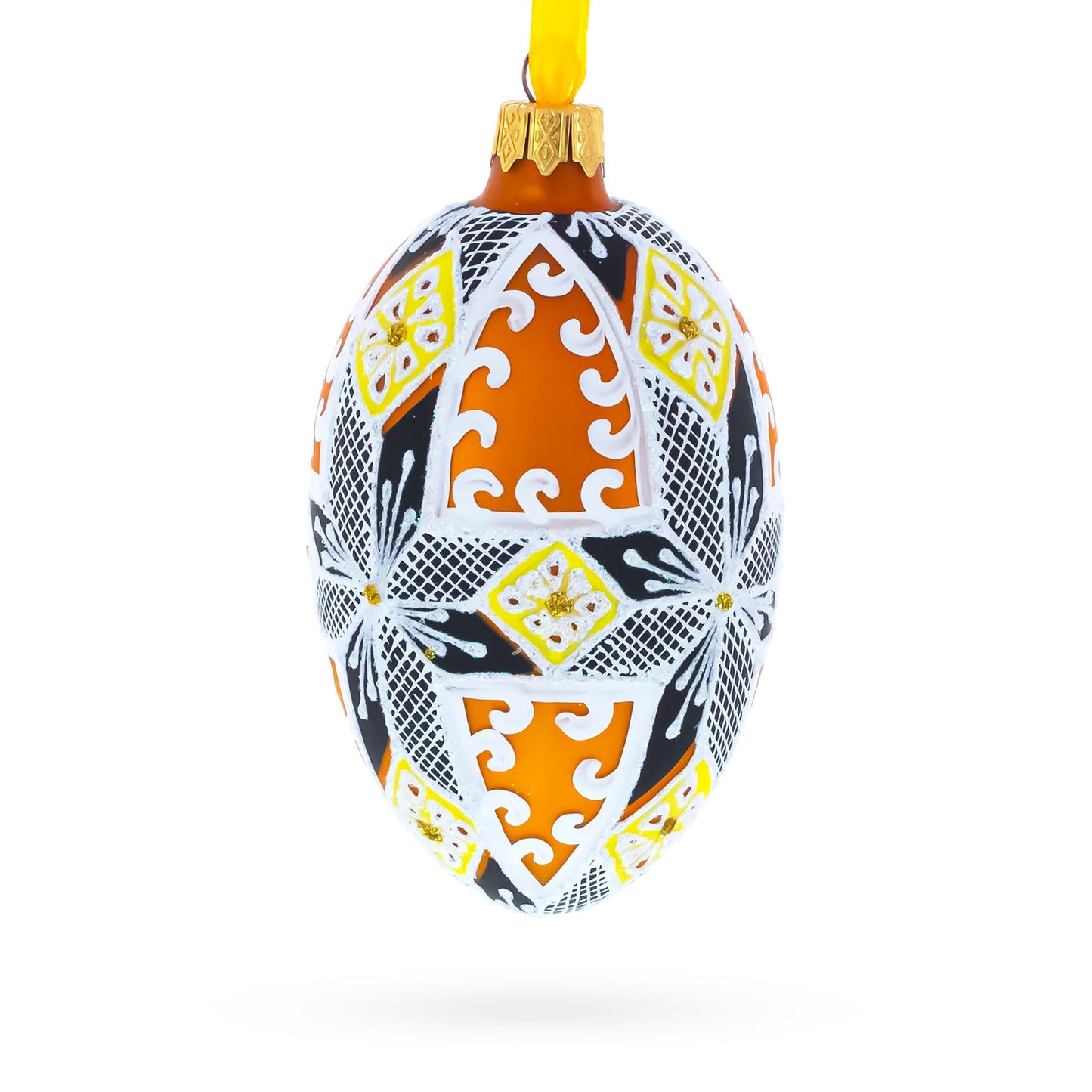 Snowflake Glass Egg Ornament 4 Inches