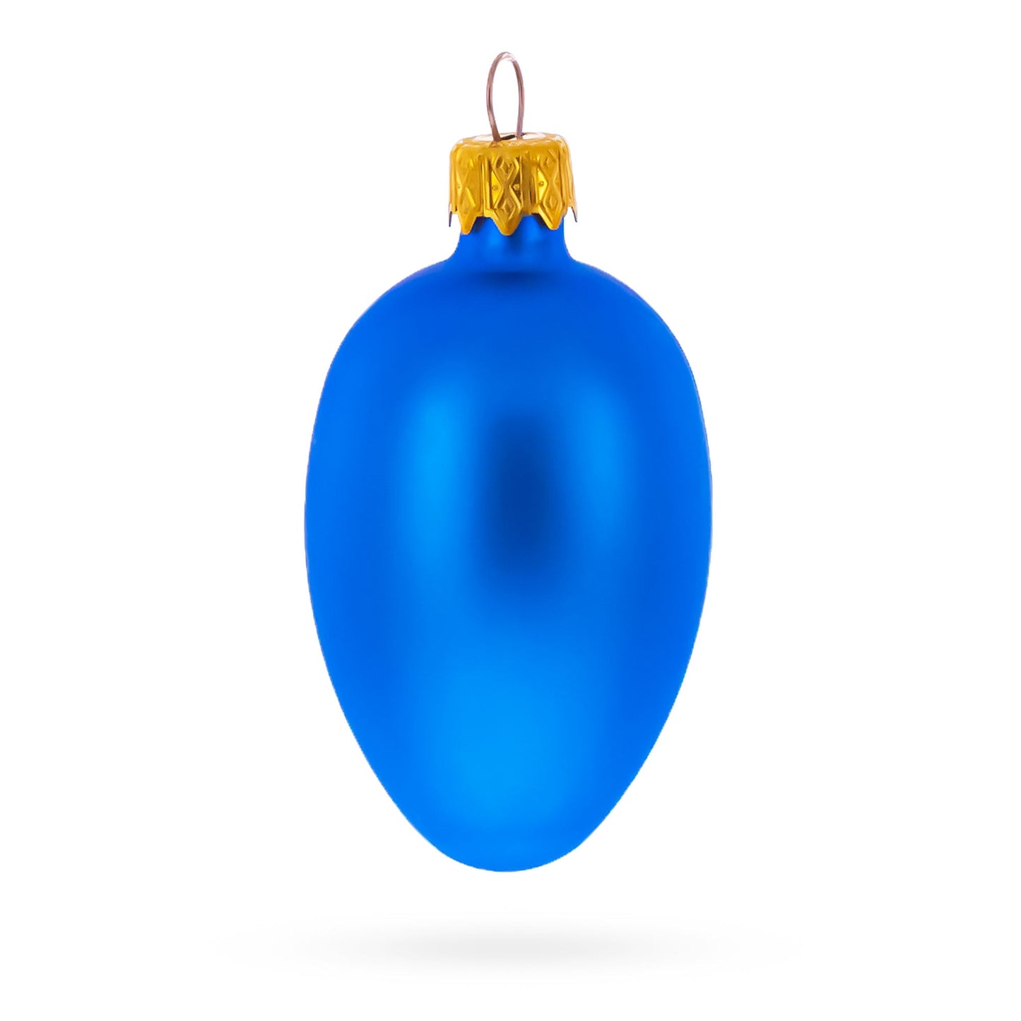 Set of 6 Matte Blue  Mini Glass Egg Ornaments 2.9 Inches