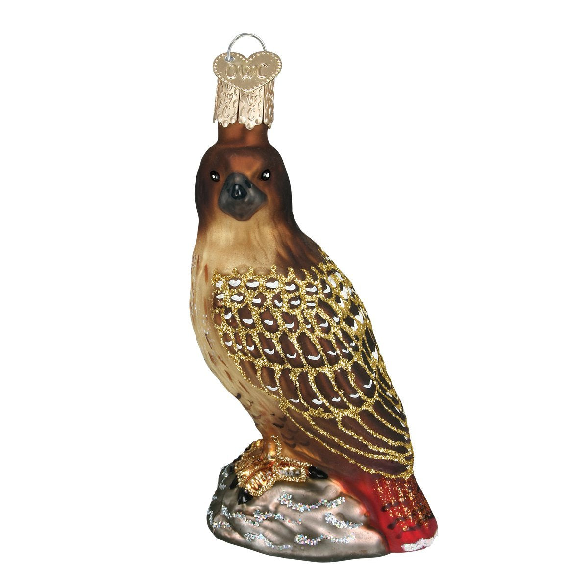 Red-Tailed Hawk Glass Ornament