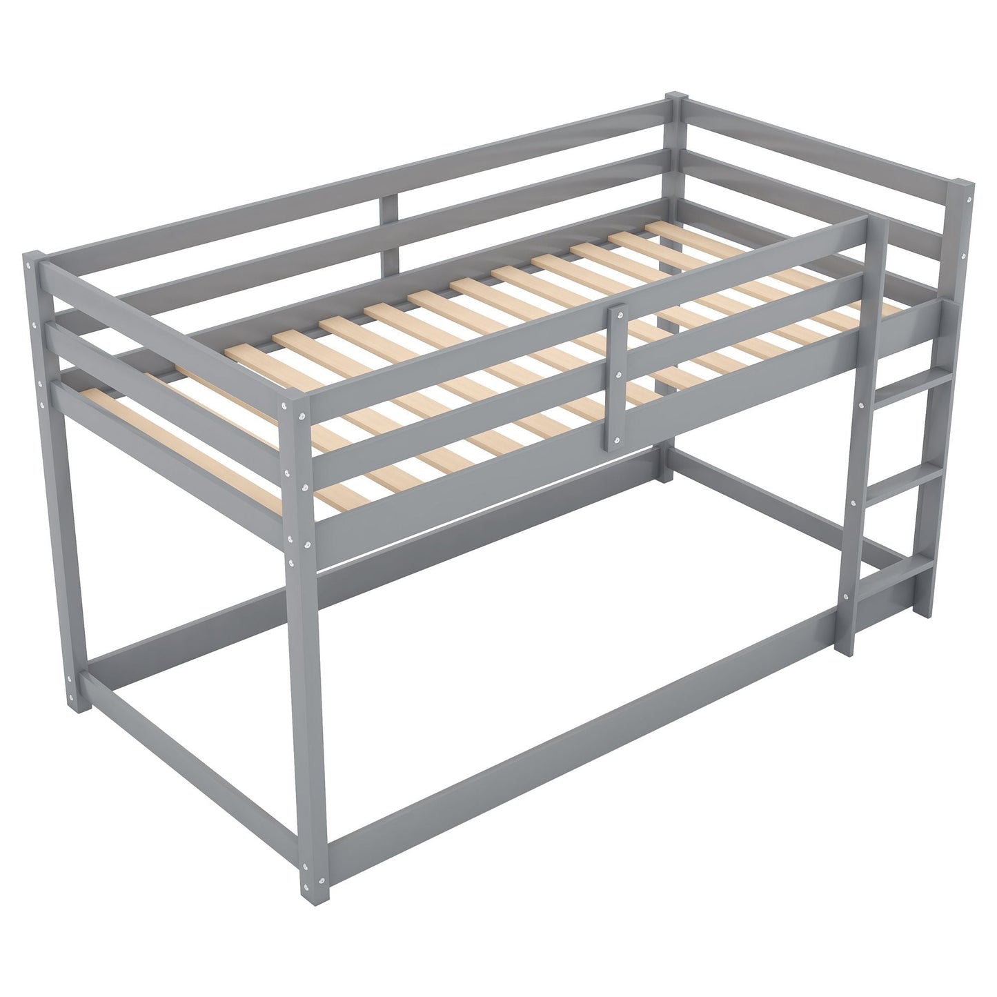 Twin Over Twin Wood Bunk Bed for Kids with Ladder and Guardrails | Just Better Bunk Beds