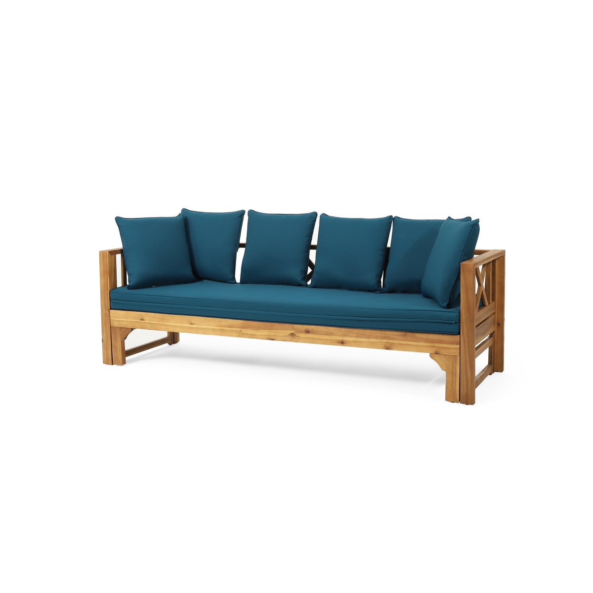 Outdoor Extendable Acacia Wood 3 Seater Sofa