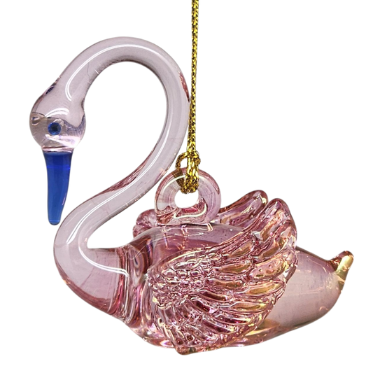 Egyptian Blown Glass Swan Ornament - Pink