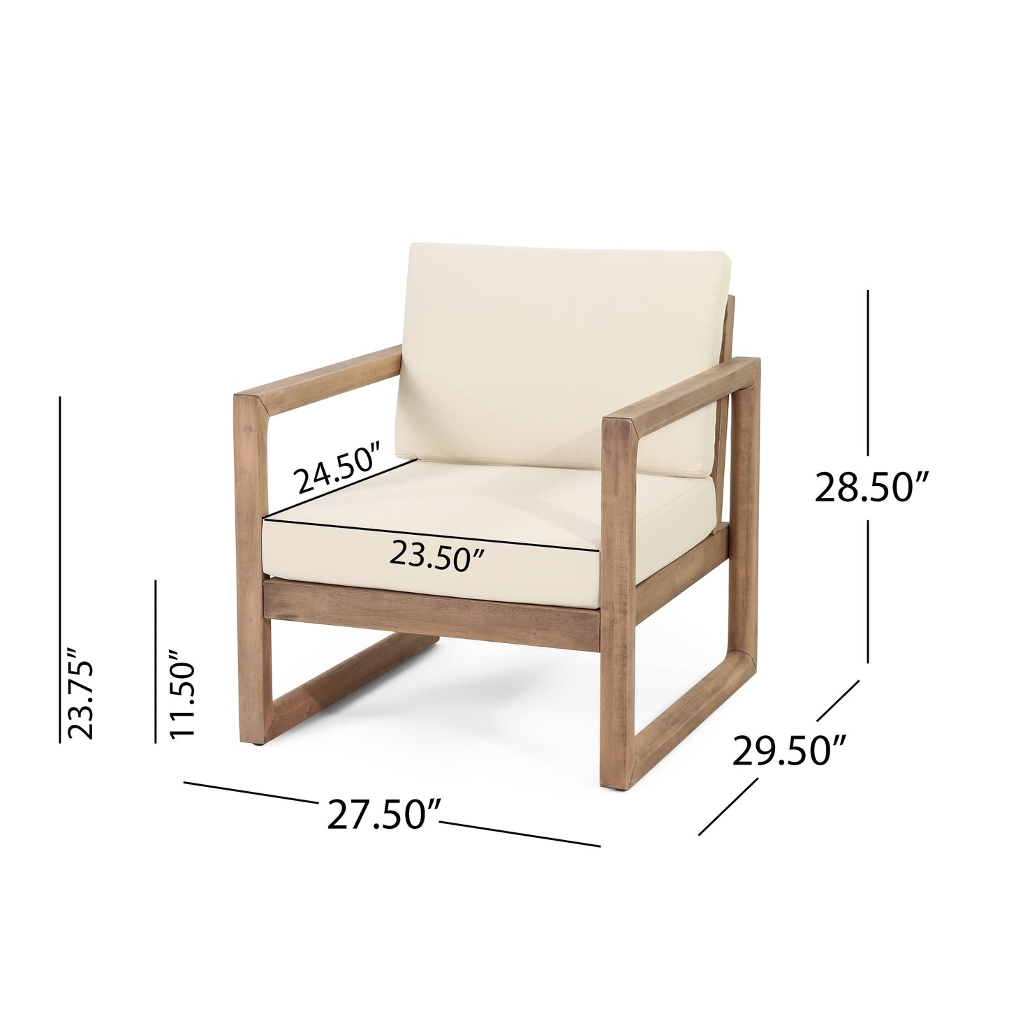 Outdoor Acacia Wood Patio Club Chair