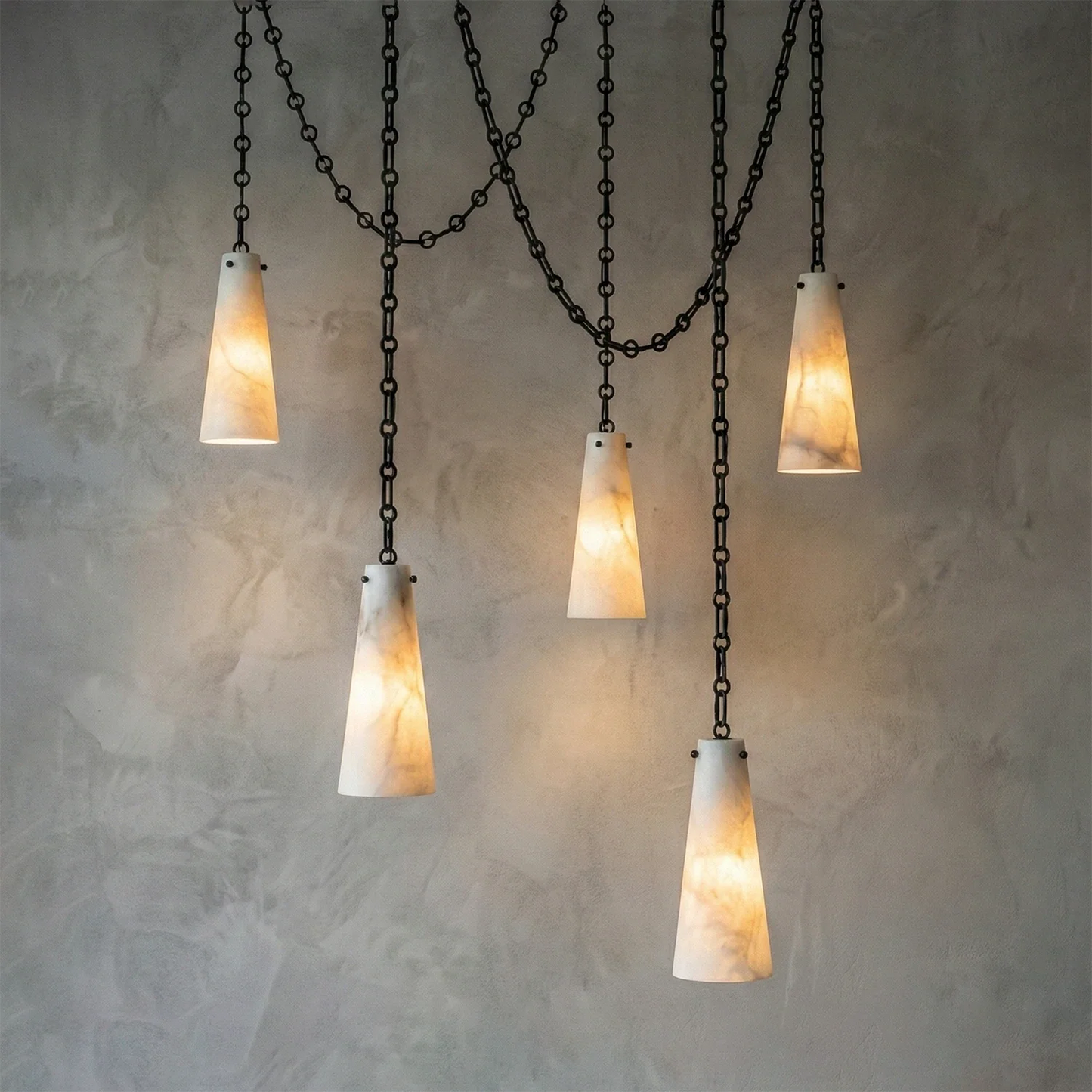 Luminous Conical Alabaster Chandelier