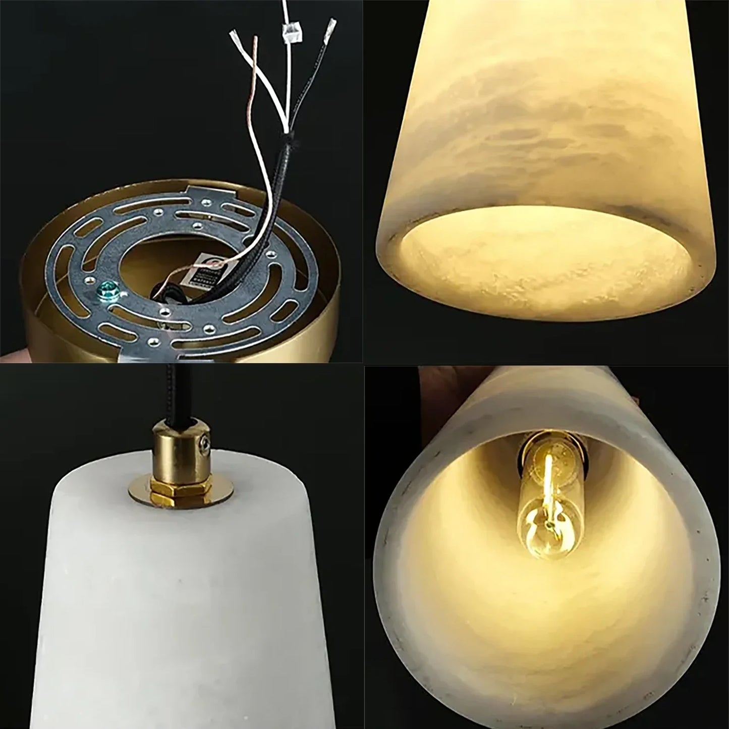 Luminous Conical Alabaster Chandelier