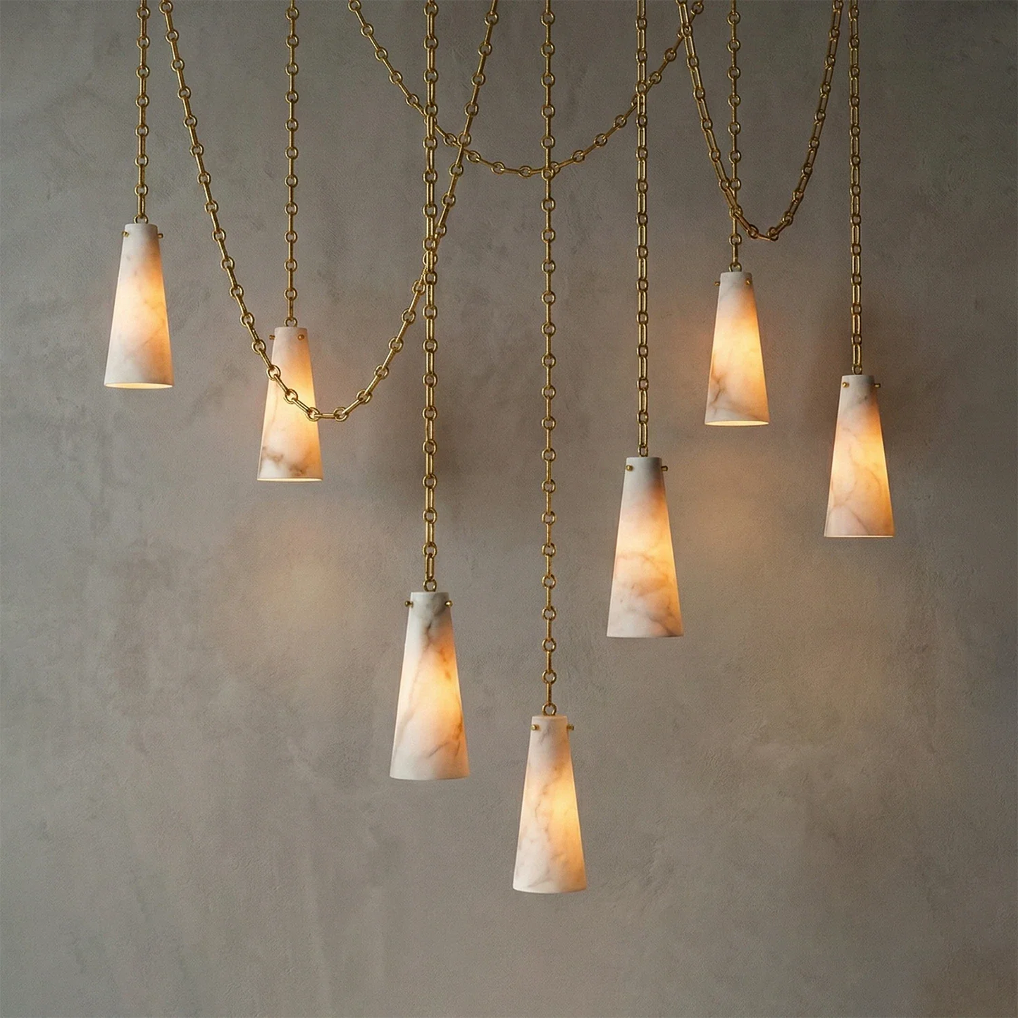 Luminous Conical Alabaster Chandelier