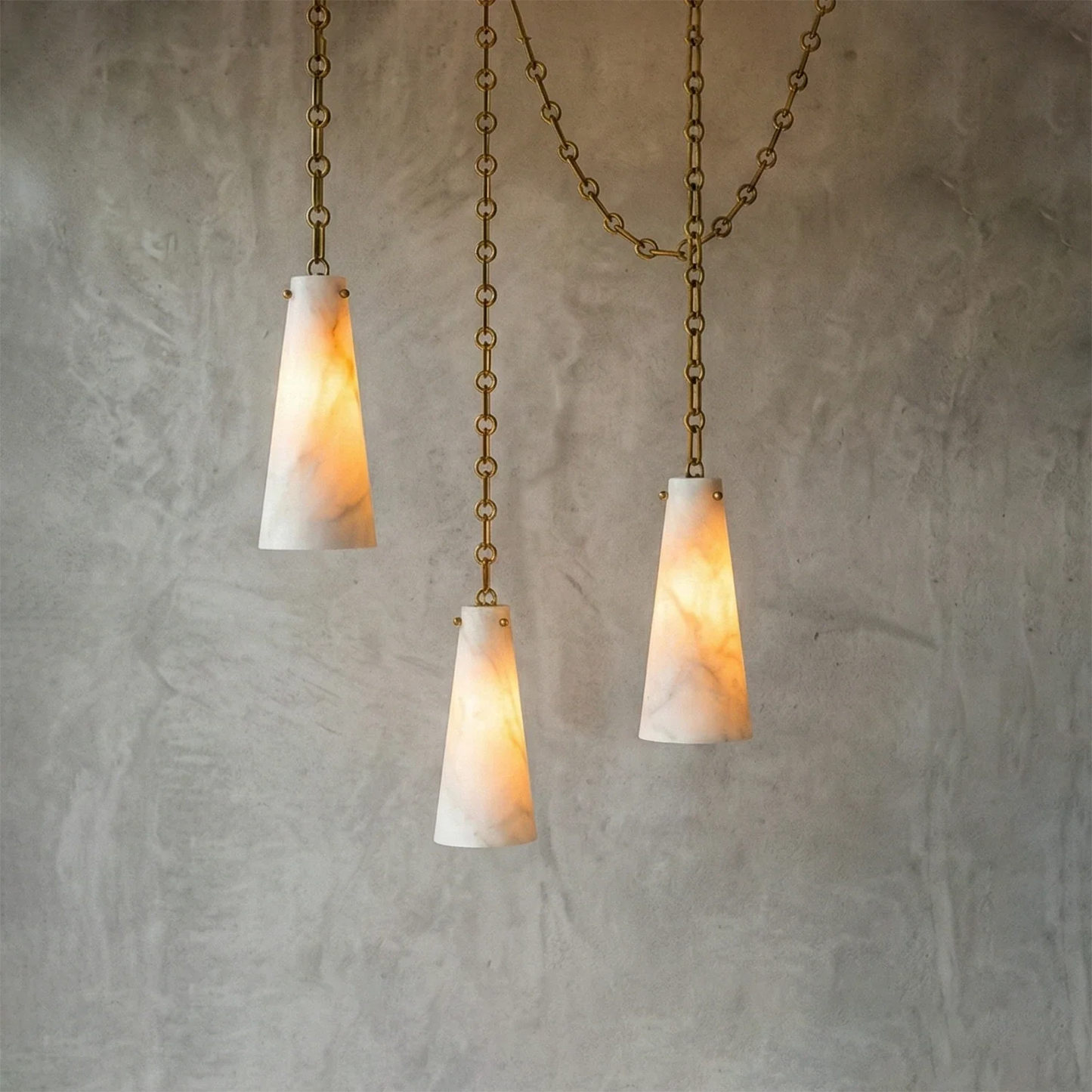Luminous Conical Alabaster Chandelier