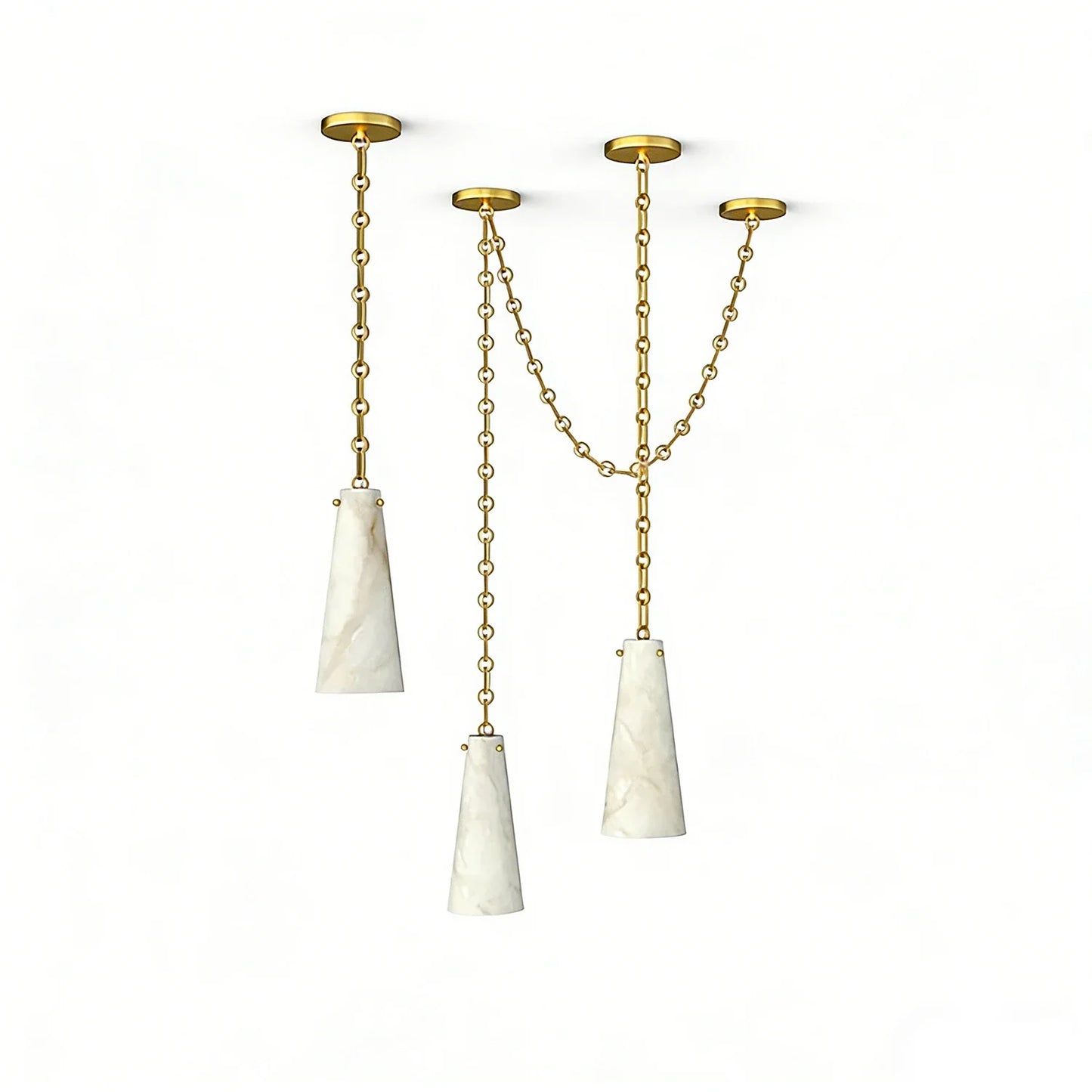 Luminous Conical Alabaster Chandelier