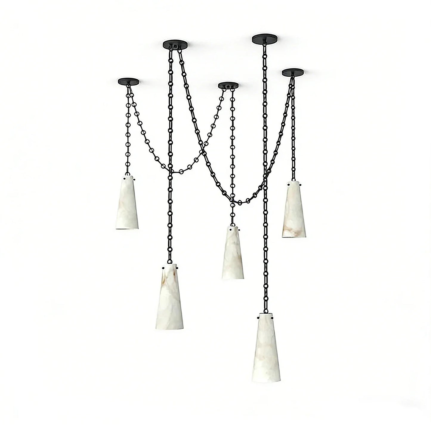 Luminous Conical Alabaster Chandelier