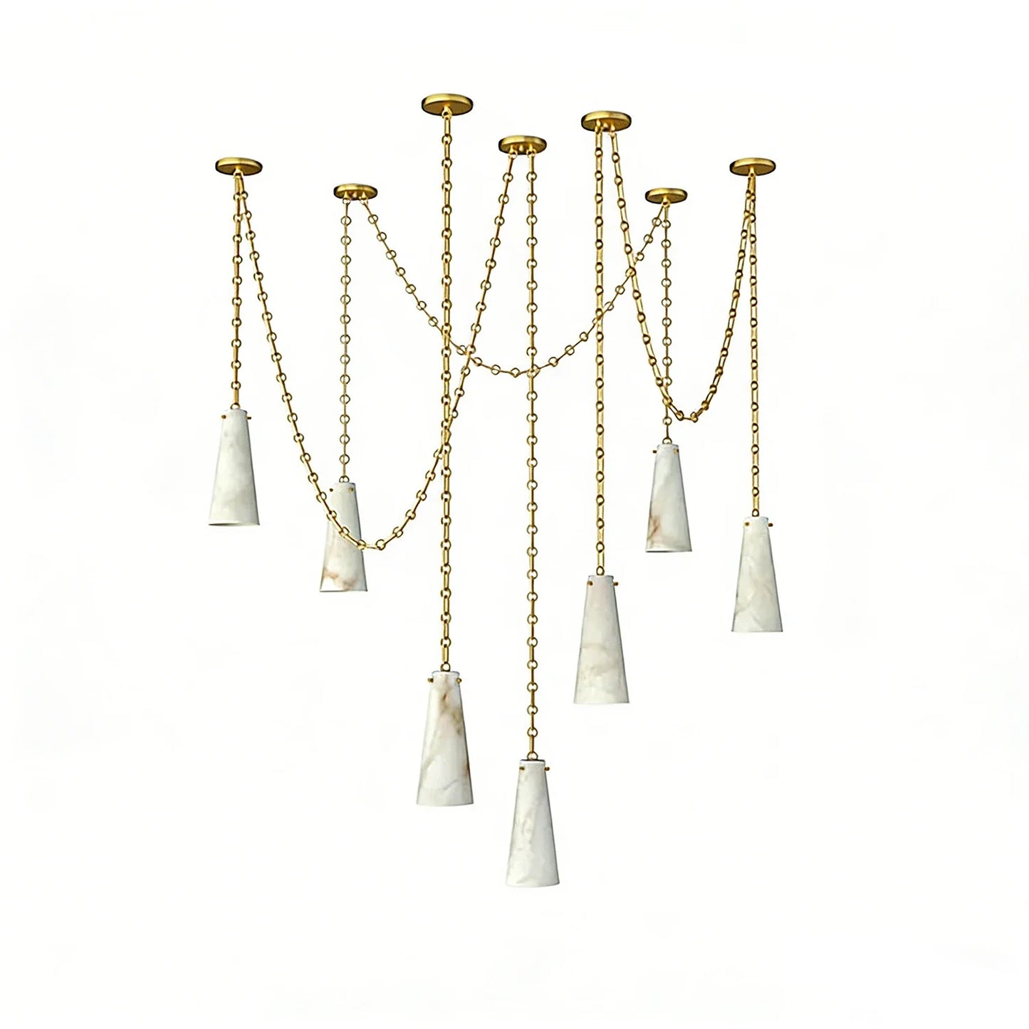 Luminous Conical Alabaster Chandelier