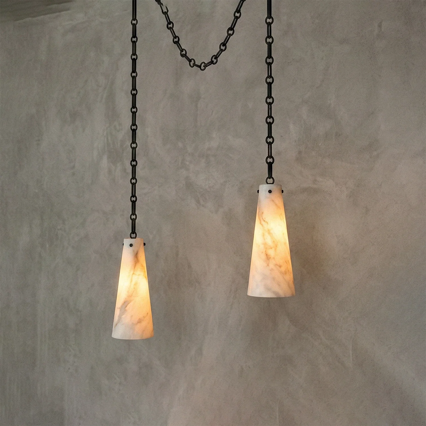 Luminous Conical Alabaster Chandelier