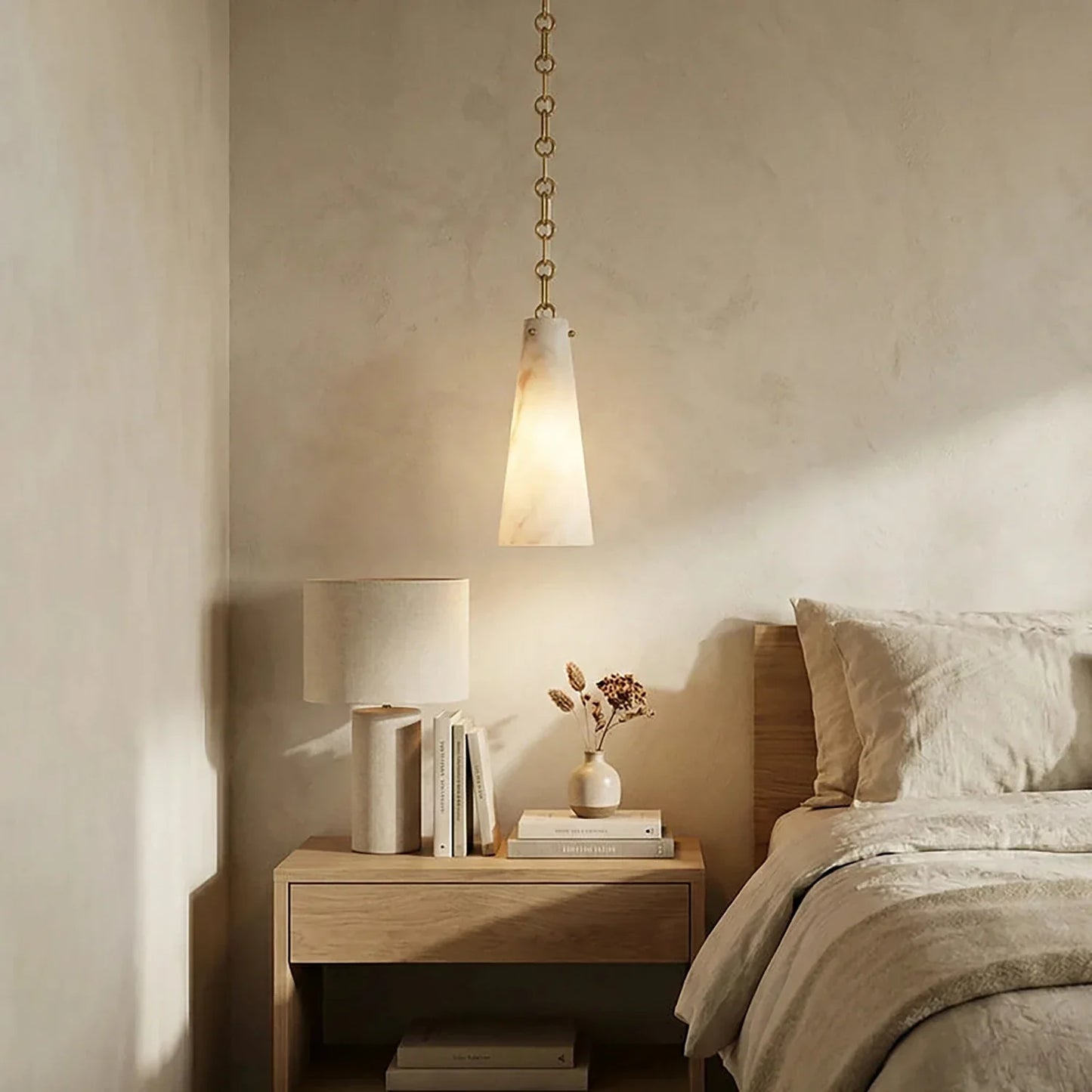 Luminous Conical Alabaster Chandelier