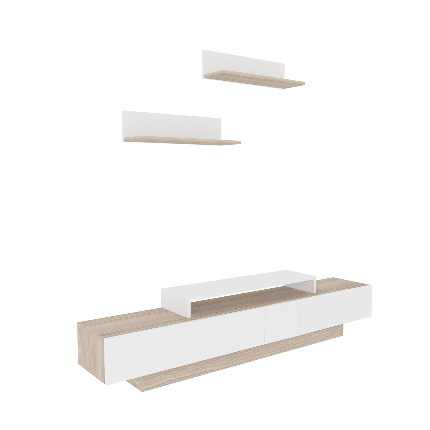 Lusi 71" Wide TV Stand for TVs up to 80" with 2 Wall Shelves