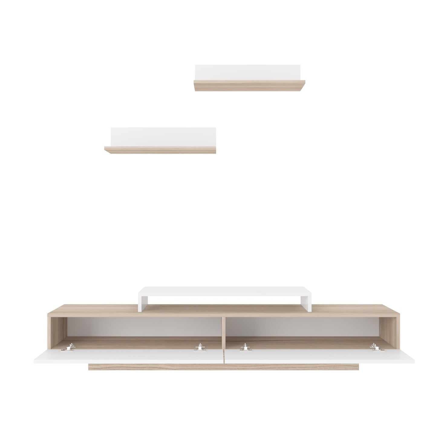 Lusi 71" Wide TV Stand for TVs up to 80" with 2 Wall Shelves