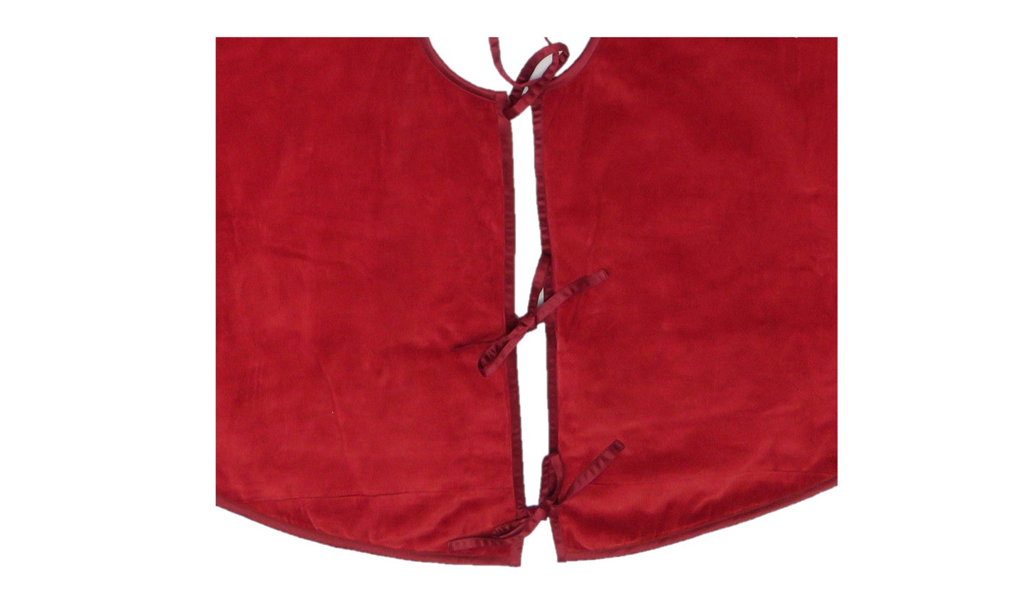 Luxurious Classic Velvet Garnet Red Christmas Tree Skirt 60" Arcadia Home