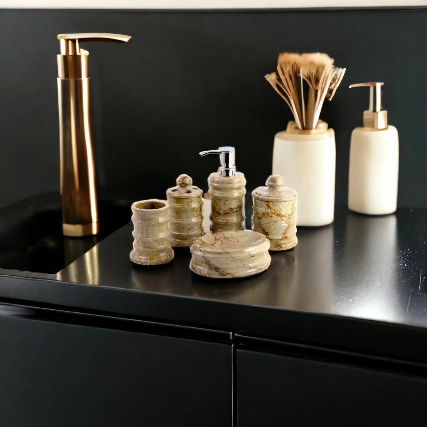 Luxury Bathroom Sets of Sahara Beige Marble in Bengal Collection