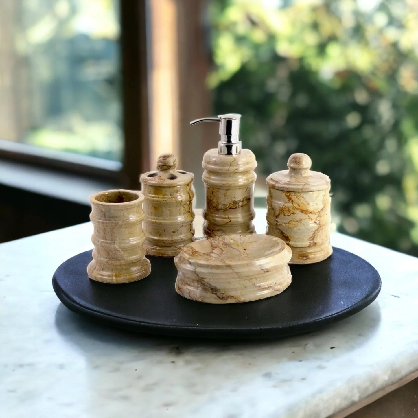 Luxury Bathroom Sets of Sahara Beige Marble in Bengal Collection