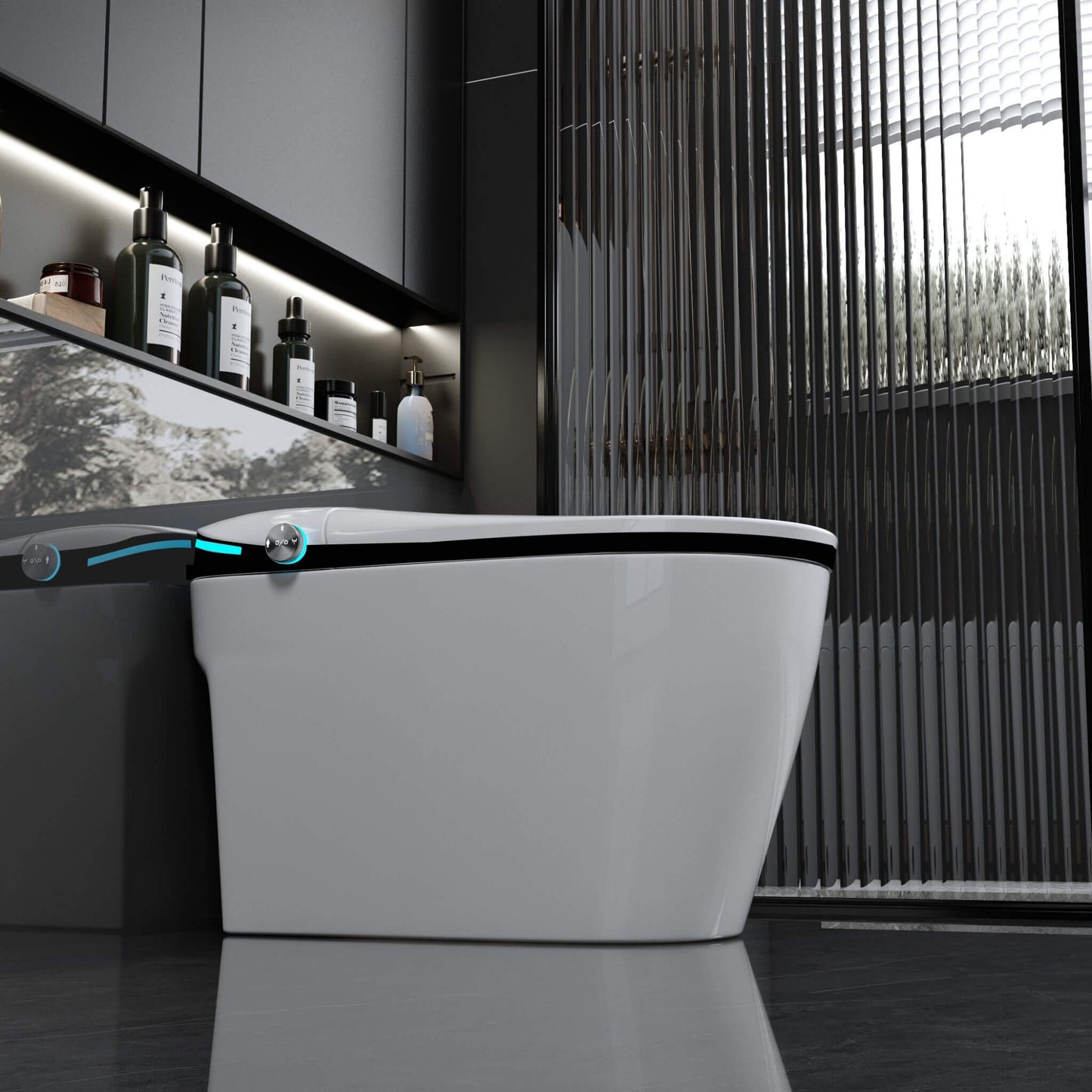 Luxury Smart Toilet With Built-In Auto Open And Close Bidet Seat, Foot Sensor, LED Display And Night Light (SAK31256)
