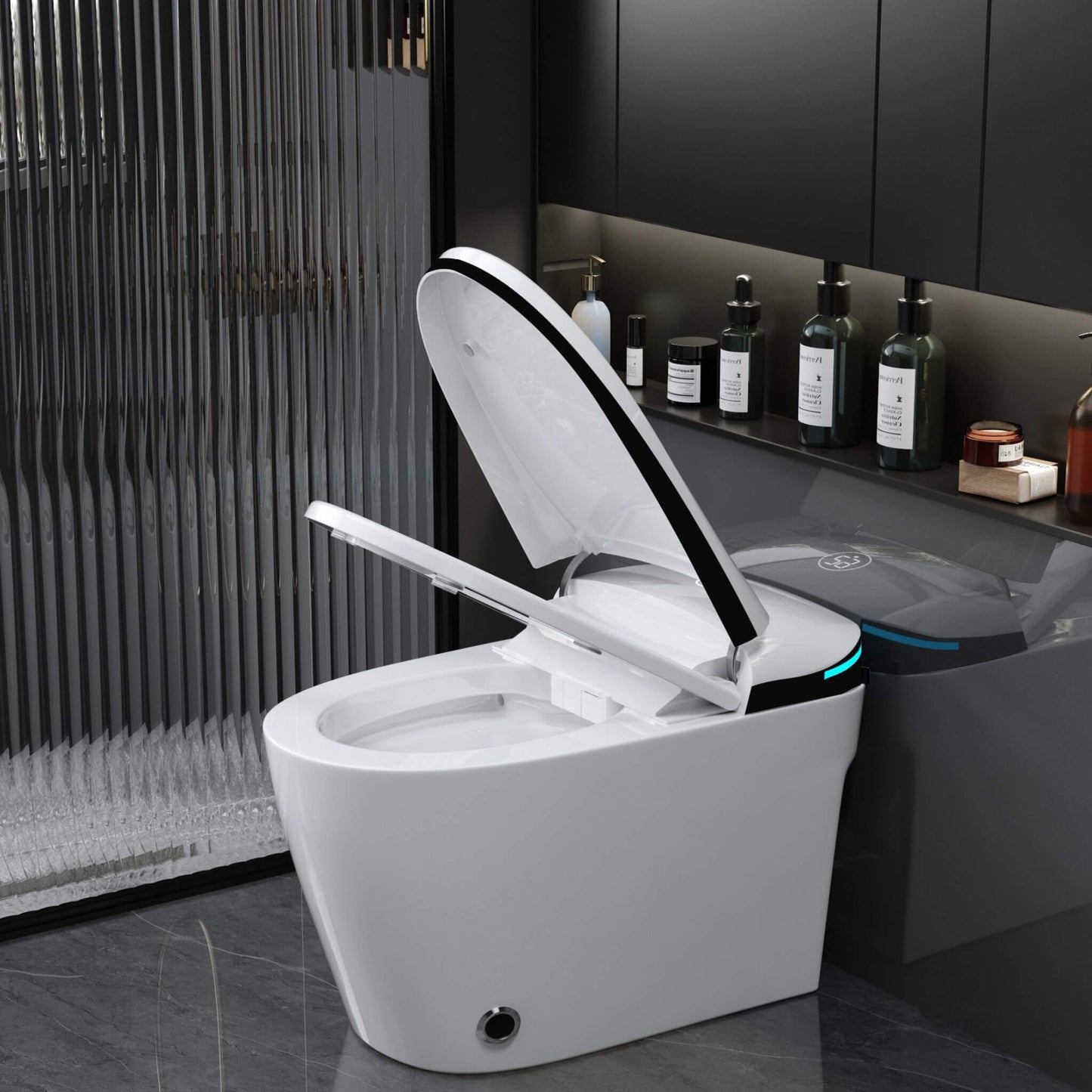 Luxury Smart Toilet With Built-In Auto Open And Close Bidet Seat, Foot Sensor, LED Display And Night Light (SAK31256)