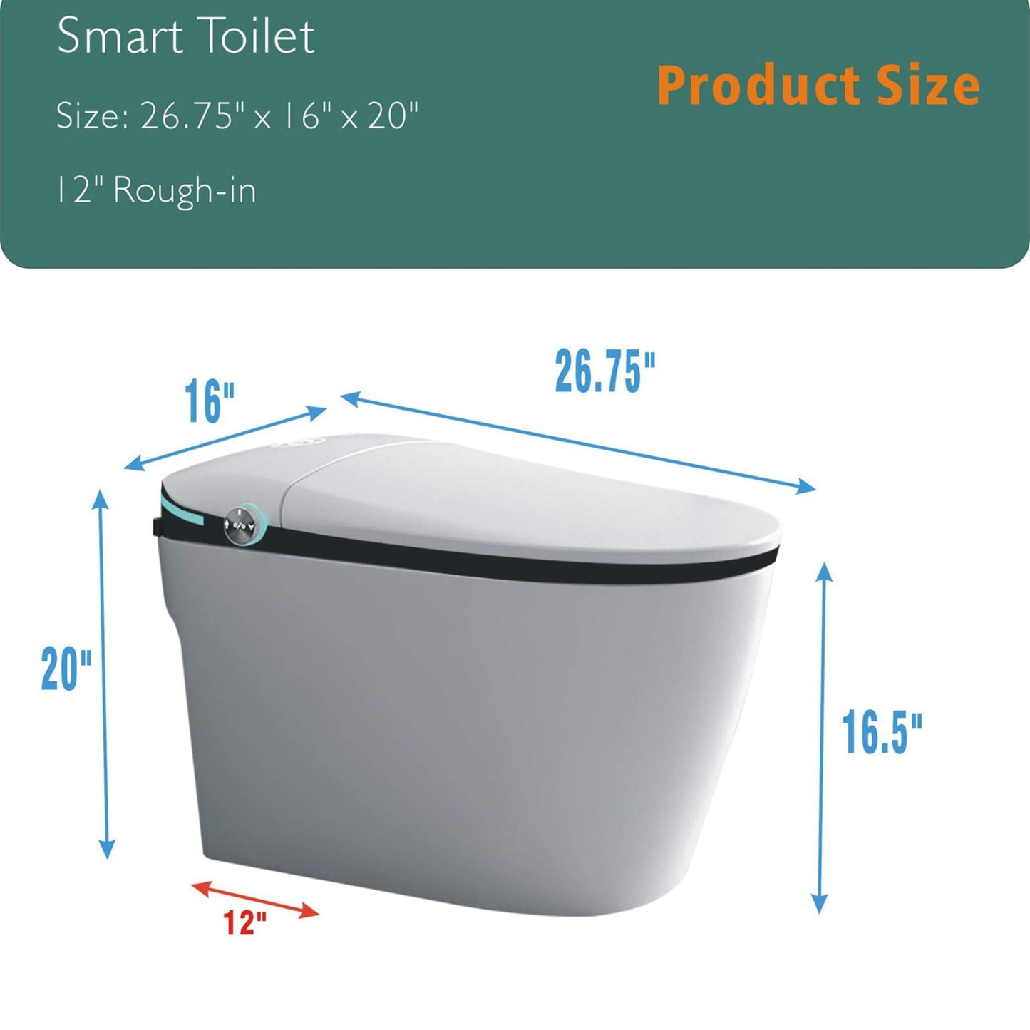 Luxury Smart Toilet With Built-In Auto Open And Close Bidet Seat, Foot Sensor, LED Display And Night Light (SAK31256)