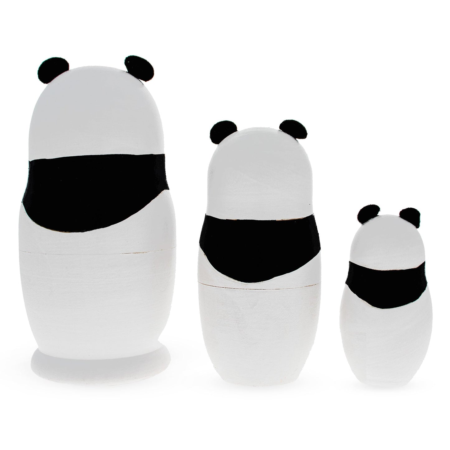 Set of 3 Panda Family Wooden Nesting Dolls