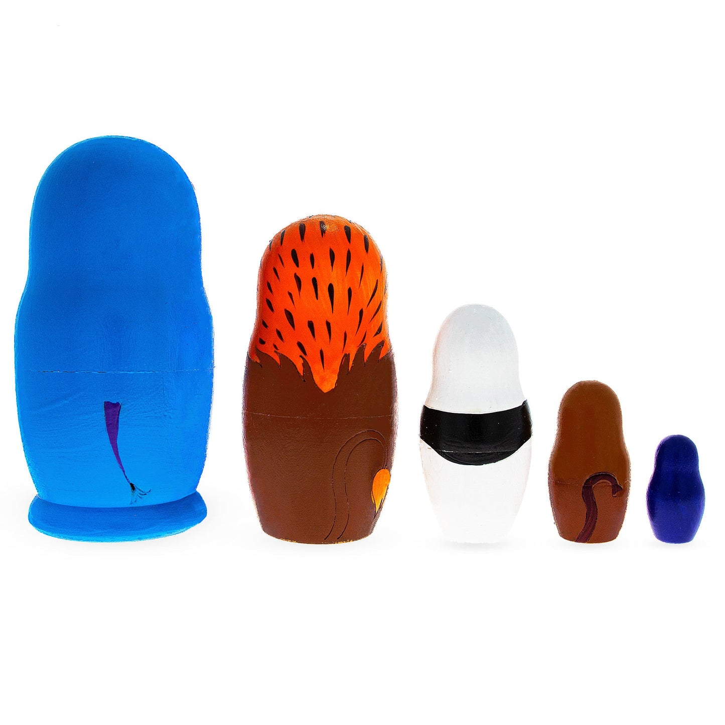 Set of 5 Zoo Animals Wooden Nesting Dolls