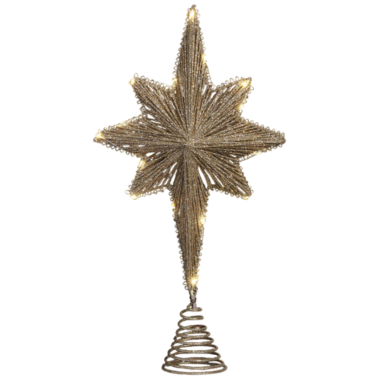 Golden Glow LED Star Tree Topper - Sixteen Inches