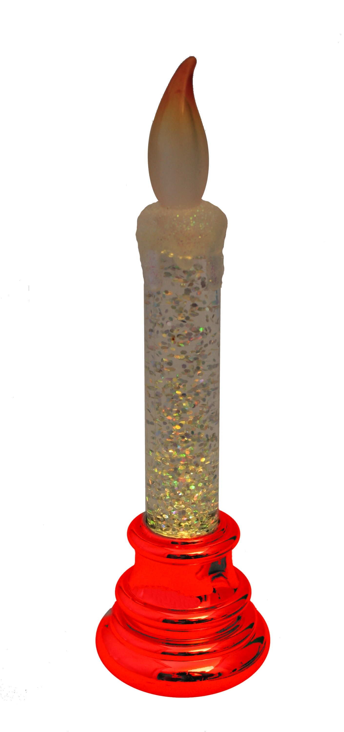 Glitter Water Candle - 6 Inch - Silver Base