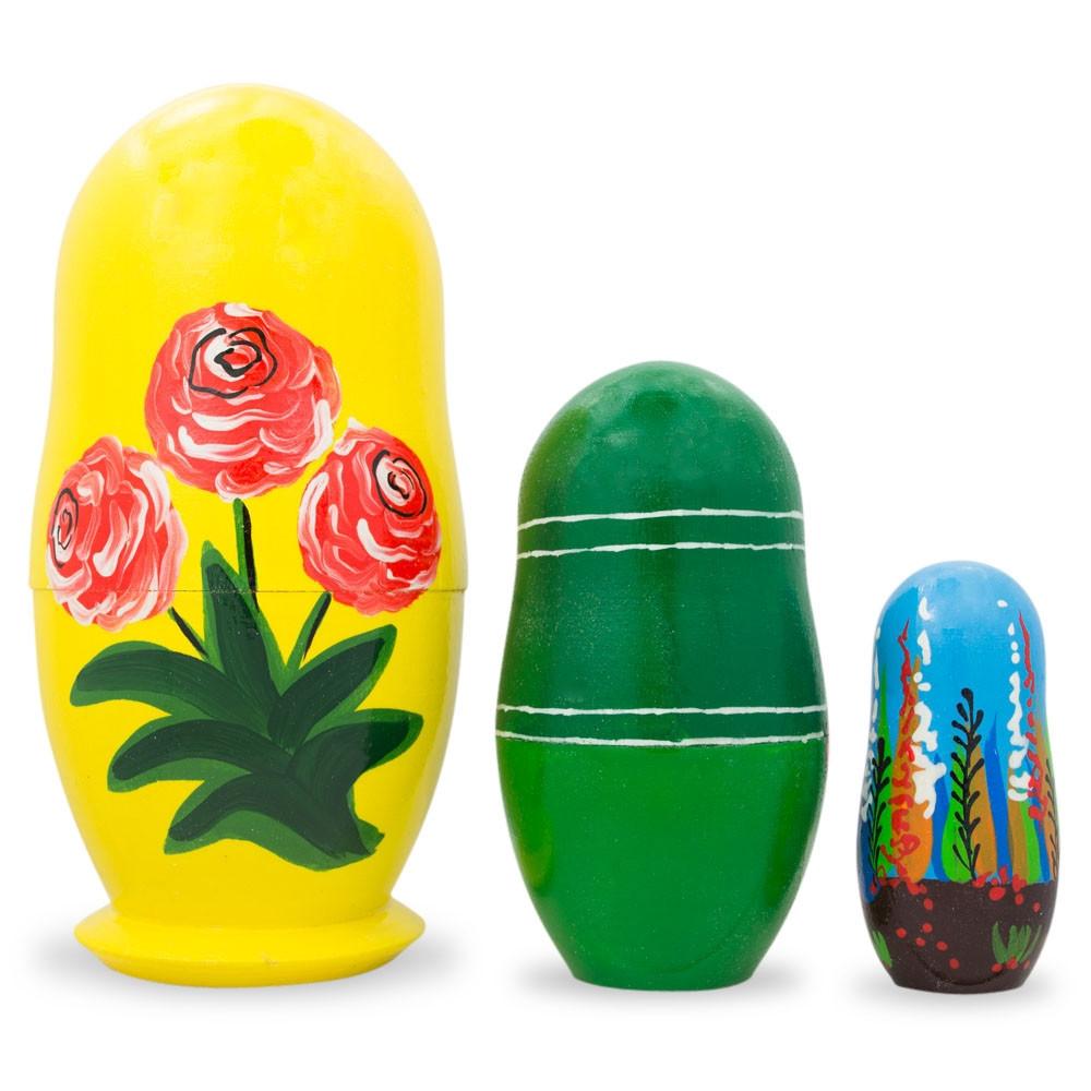 Set of 3 Labrador Retriever Dogs Wooden Nesting Dolls 4.25 Inches