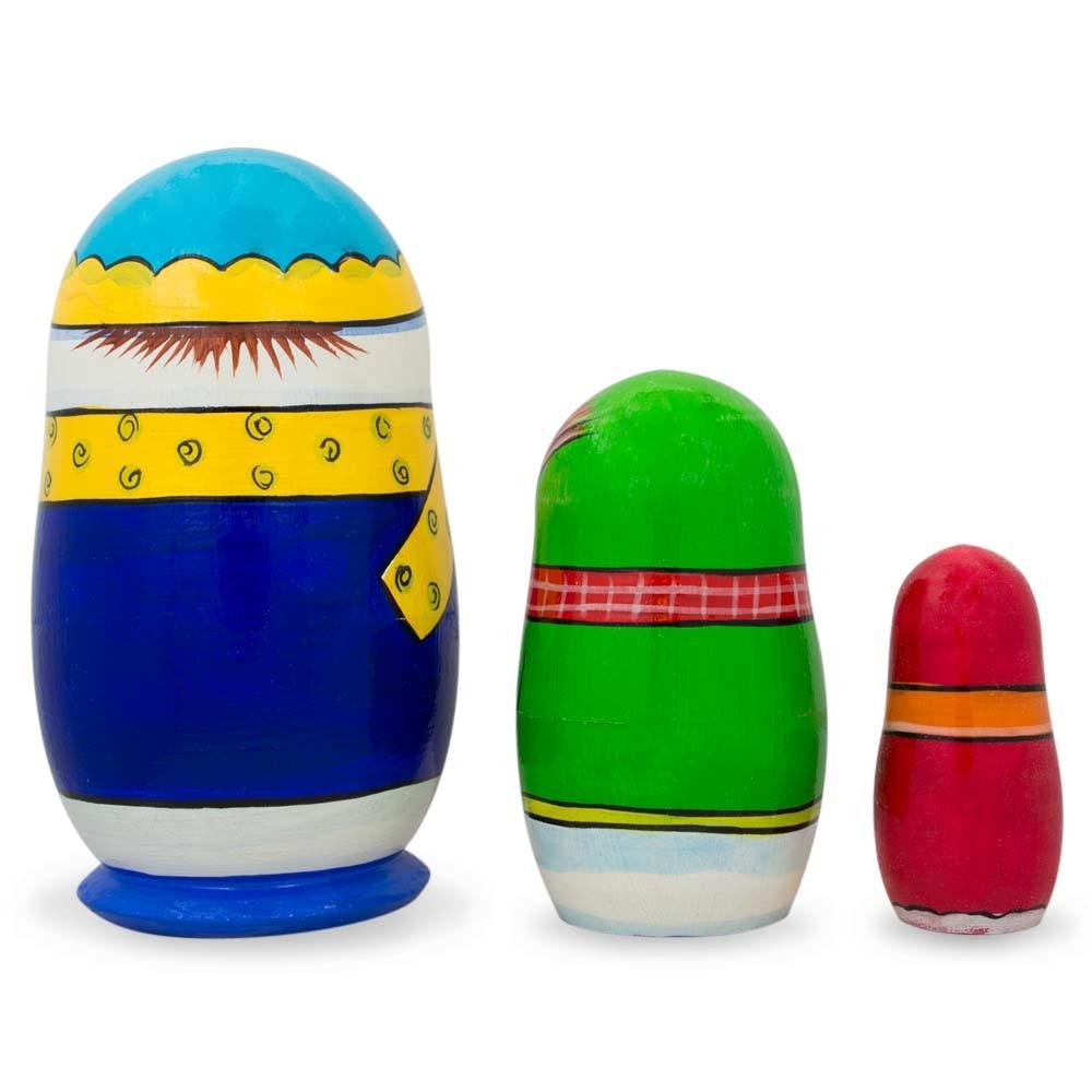 Set of 3 Snowman Family Wooden Nesting Dolls 4.25 Inches