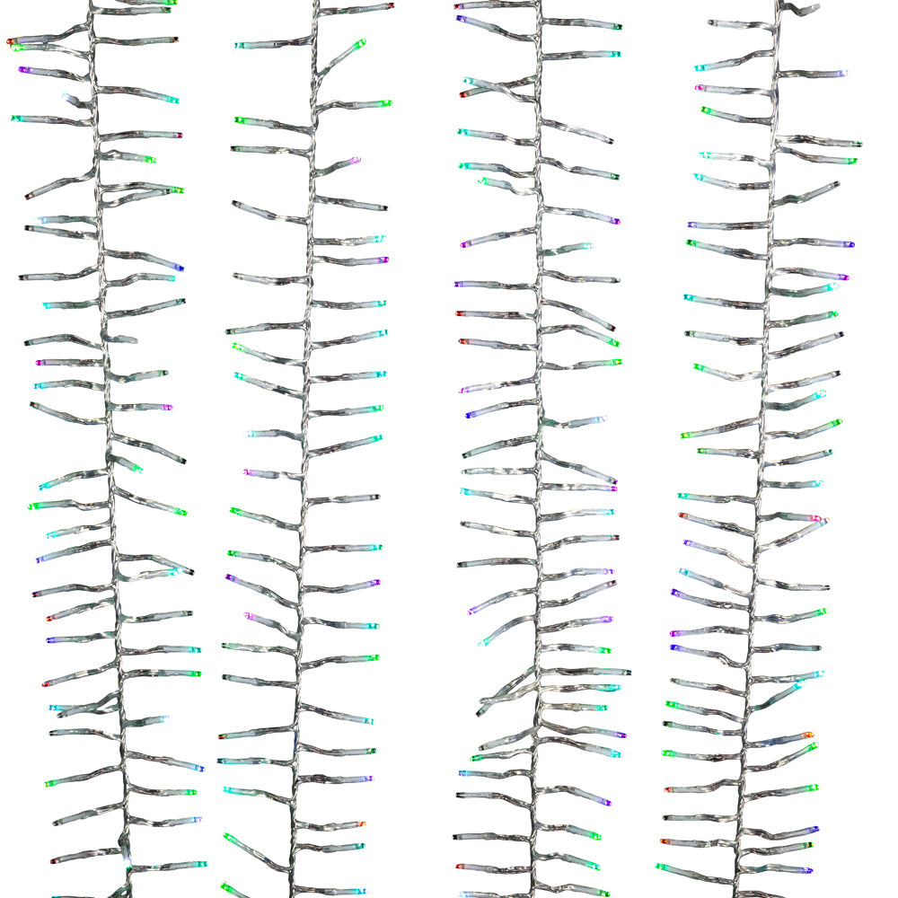 16' 480-Light Twinkle 3MM LED Color Changing Cluster Garland With Clear Wire