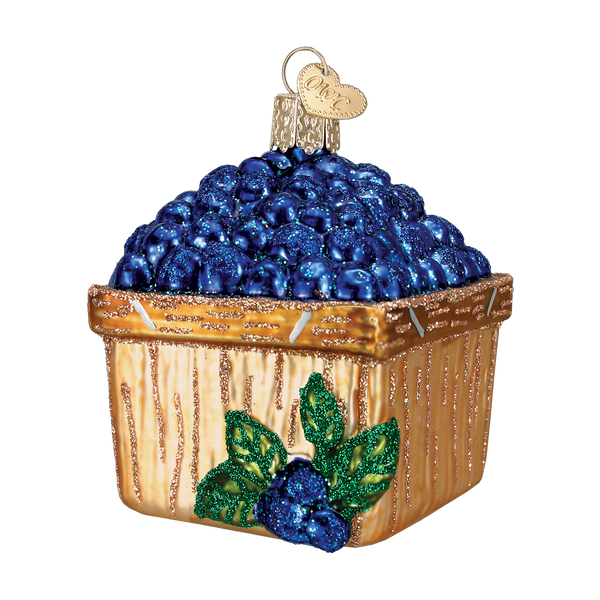 Old World Christmas Basket Of Blueberries Glass Ornament