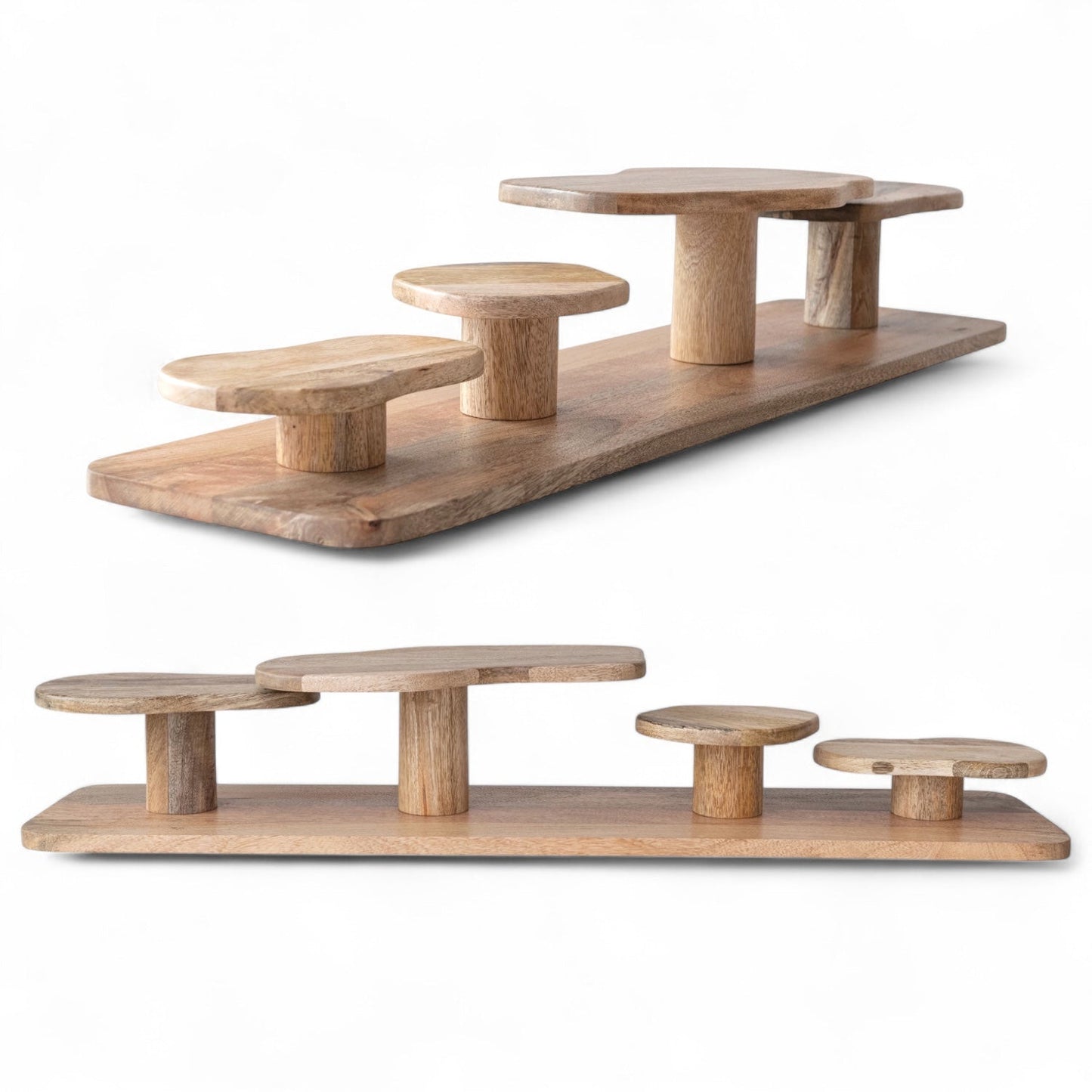 Mango Wood Serving Board with Pedestal Stands