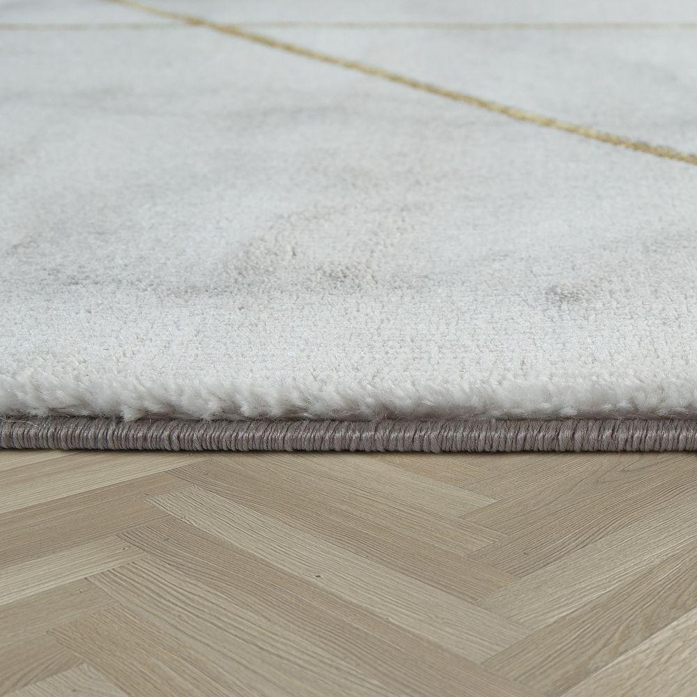 Marble Patten Area Rug in Gold Cream for Living Room with Contour Cut