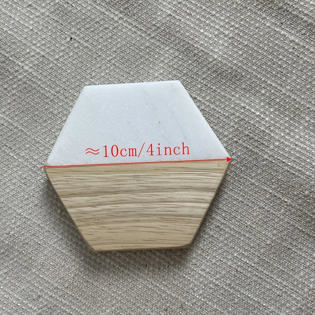Marble Wood Coasters - Hexagon Tabletop Protectors