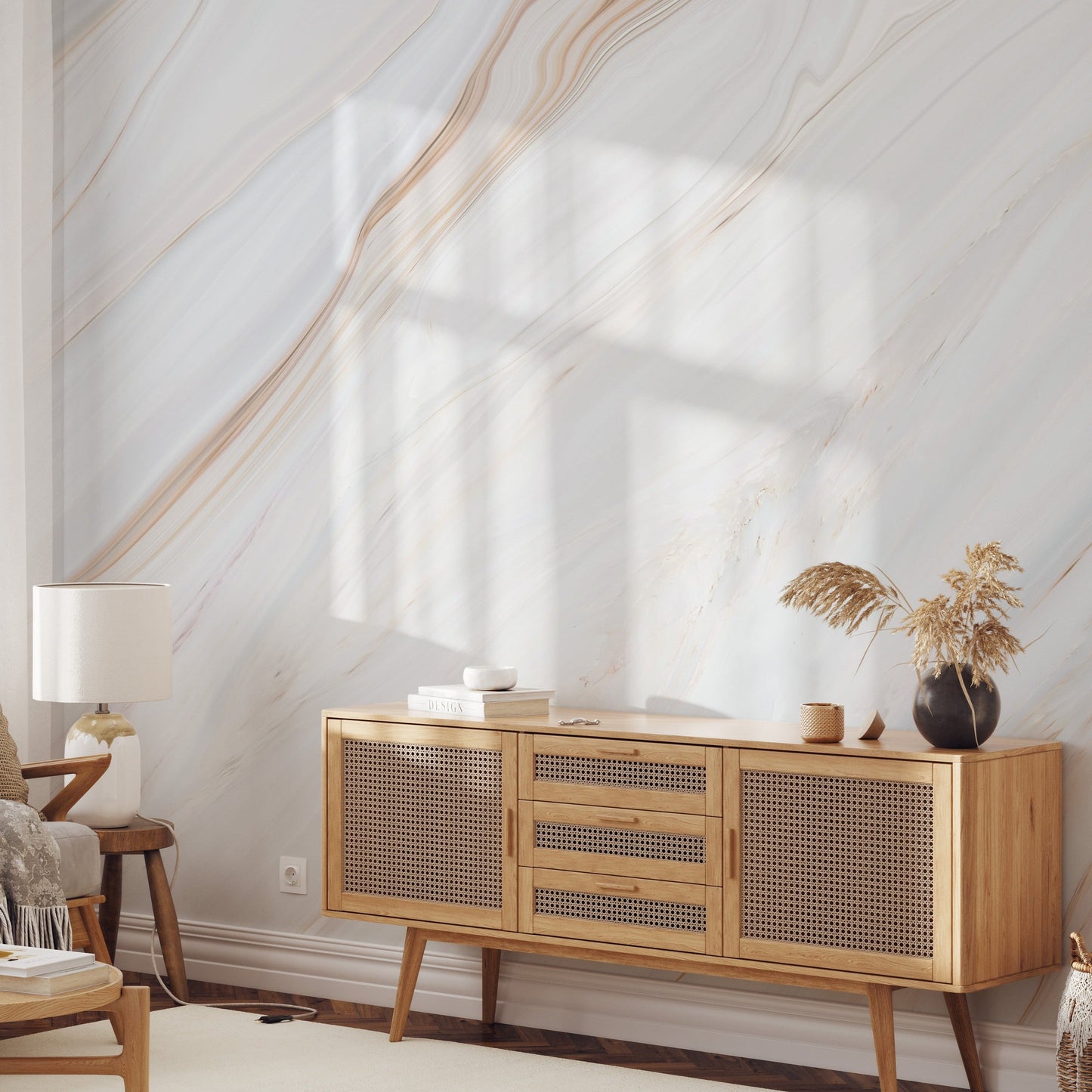 Calacatta Cream Marble Wallpaper Mural | Warm Neutral