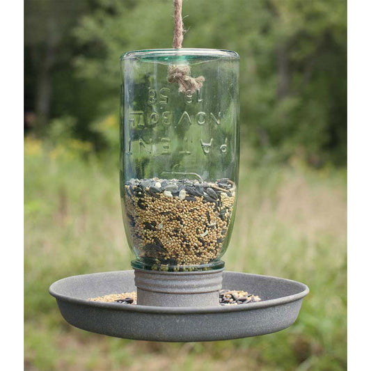 Hanging Glass Mason Jar Birdfeeder