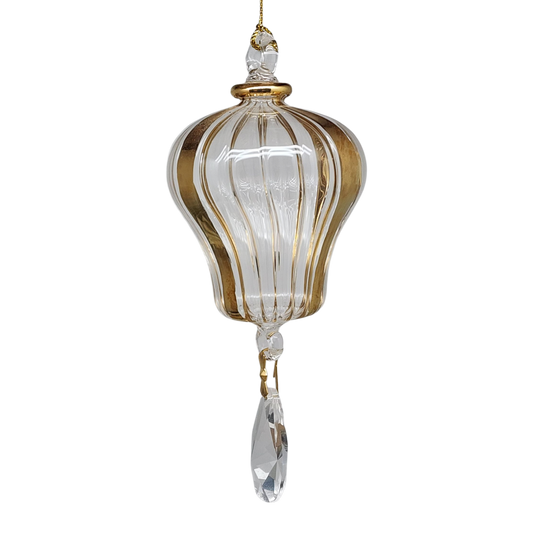 Blown Egyptian Glass Gold Hot Air Balloon