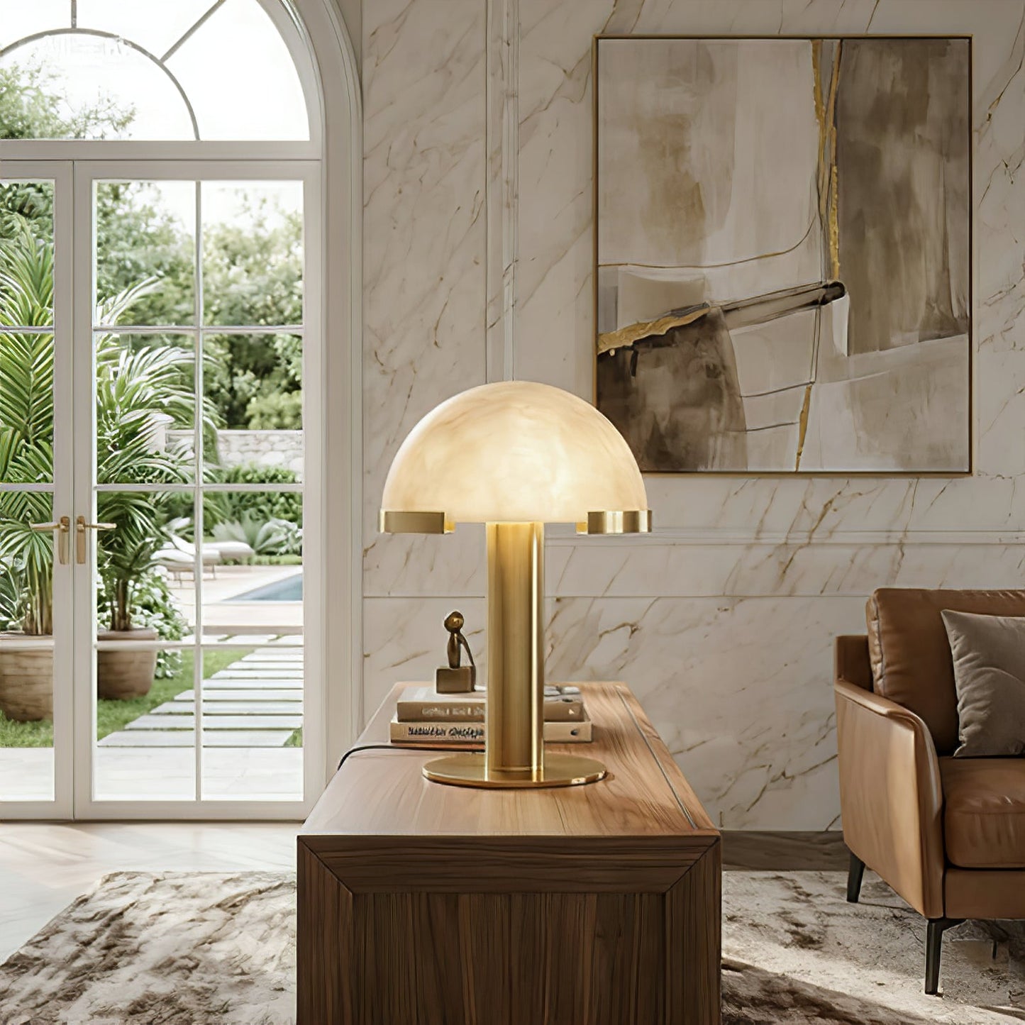 Melange Alabaster Dome Table Lamp