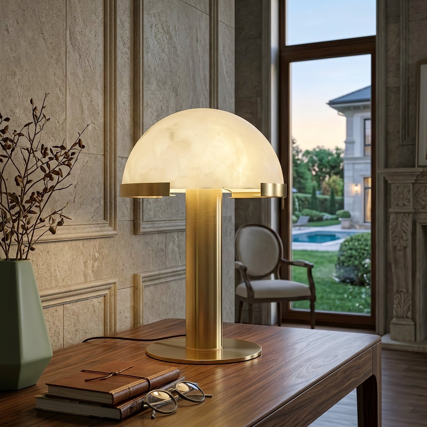Melange Alabaster Dome Table Lamp