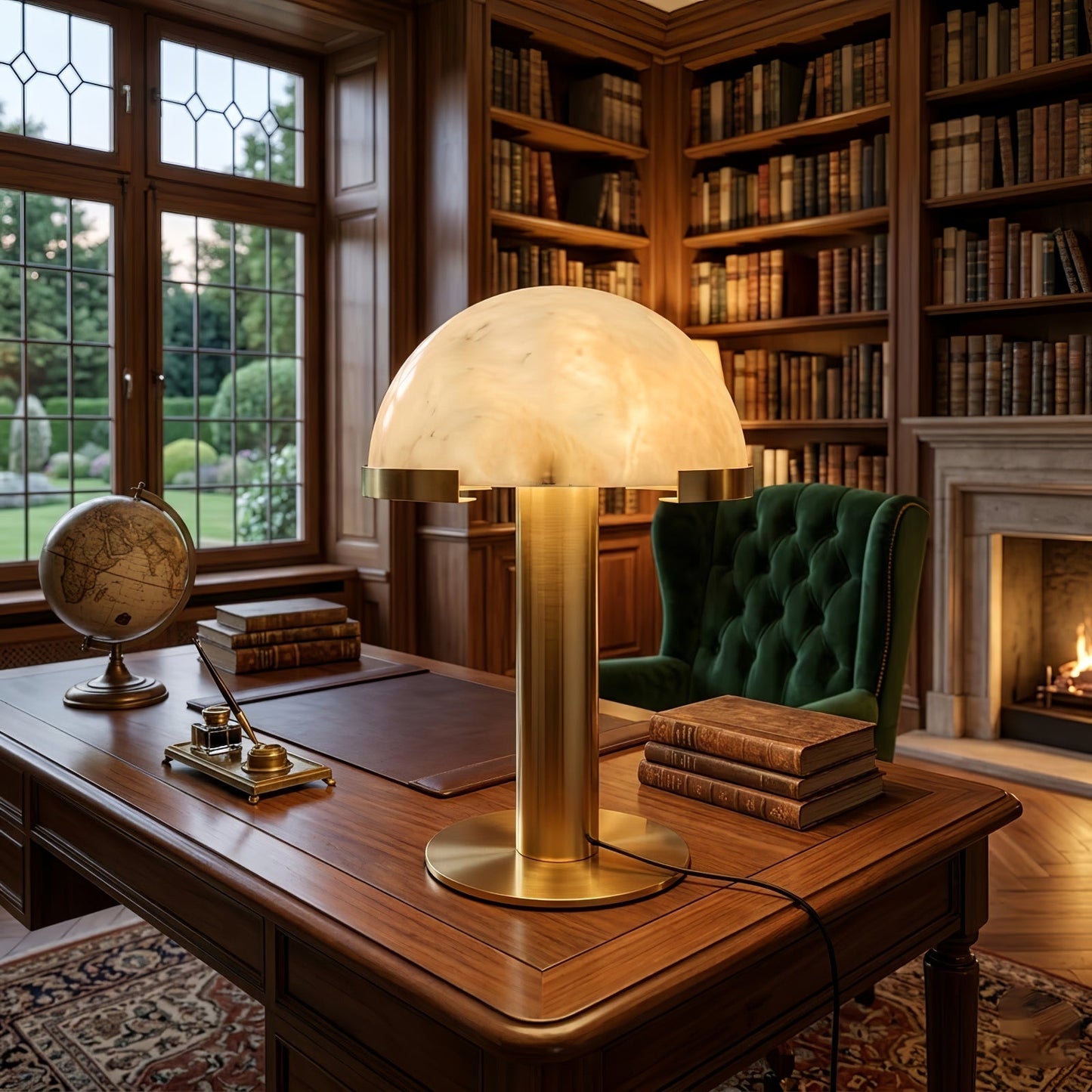 Melange Alabaster Dome Table Lamp