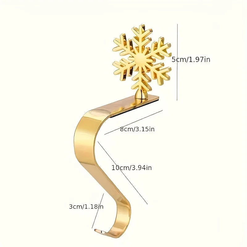 Metal Christmas Stocking Holder Set, 4pcs Golden with Non-Slip Hooks
