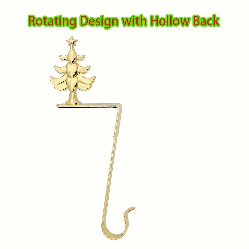Metal Sock Hook - Heavy-Duty Iron Fireplace Hanger with Red & Golden Design