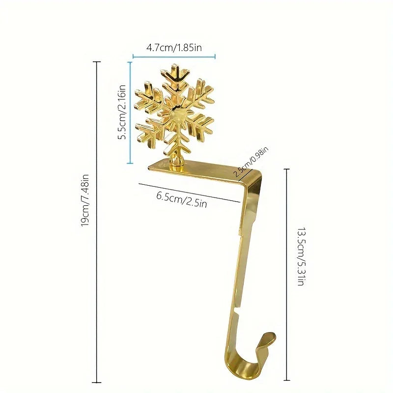 Metal Sock Hook - Heavy-Duty Iron Fireplace Hanger with Red & Golden Design